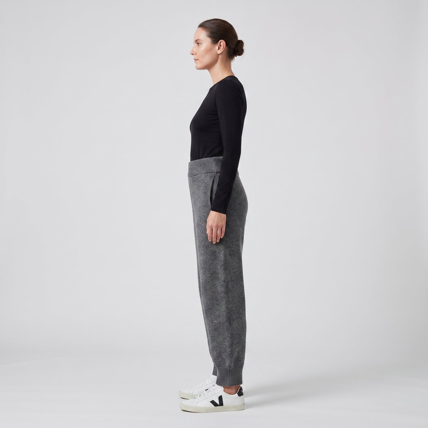 Grey Wool Knit Joggers