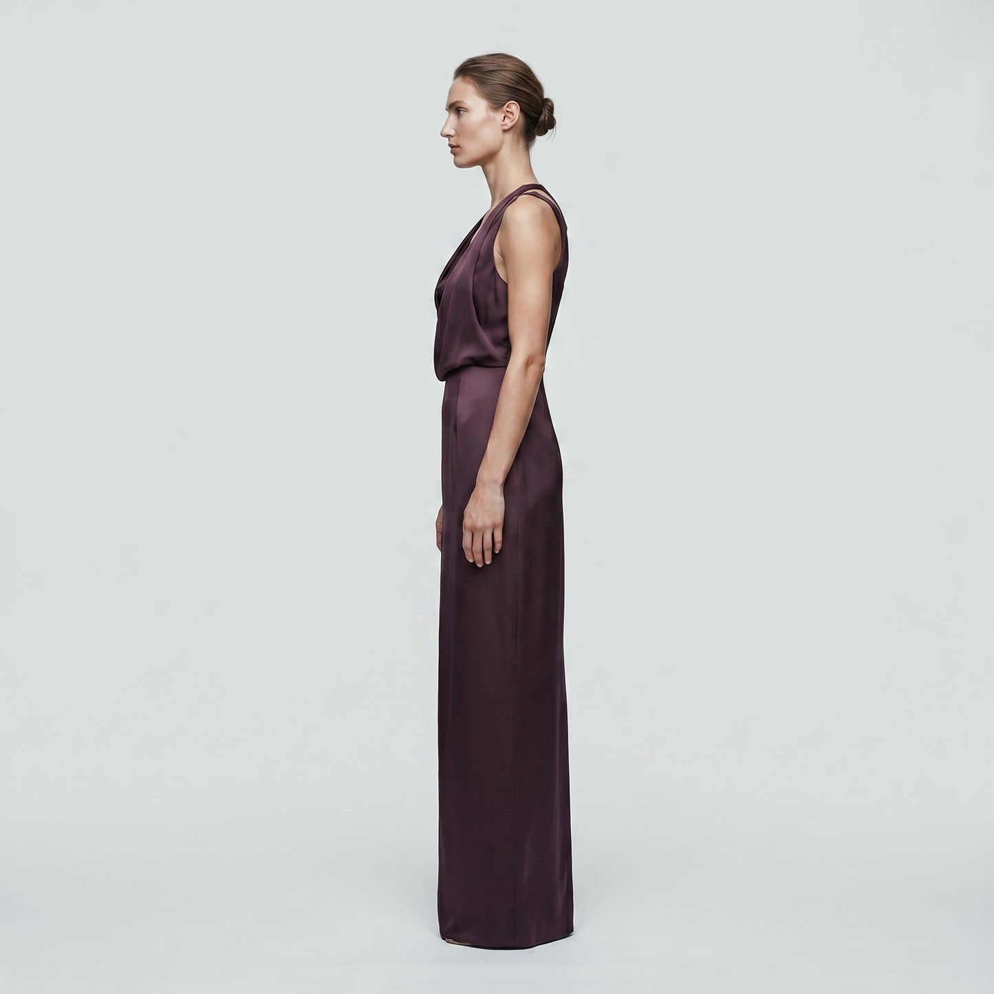 Draped Satin Midi Dress