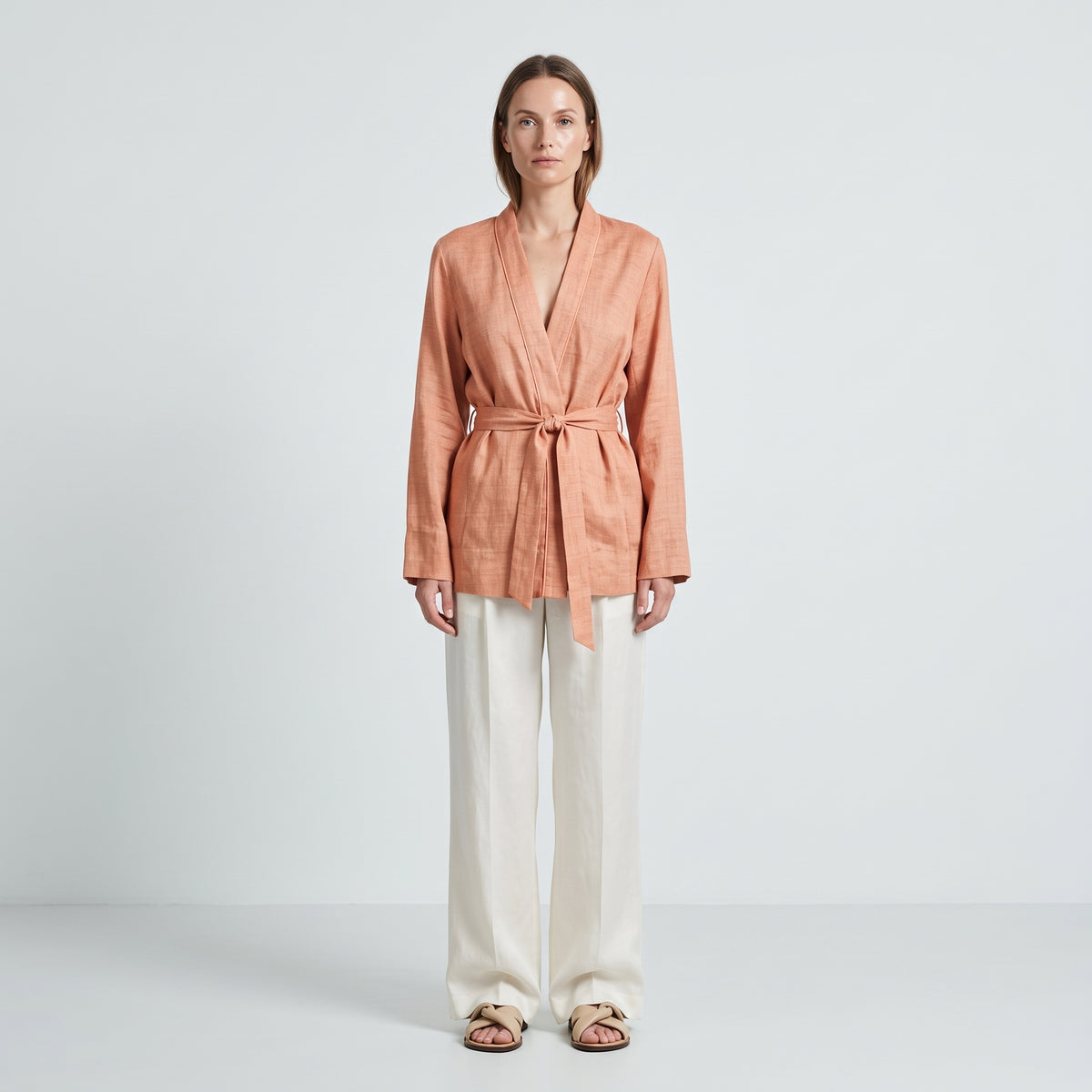 Textured Belted Wrap Jacket