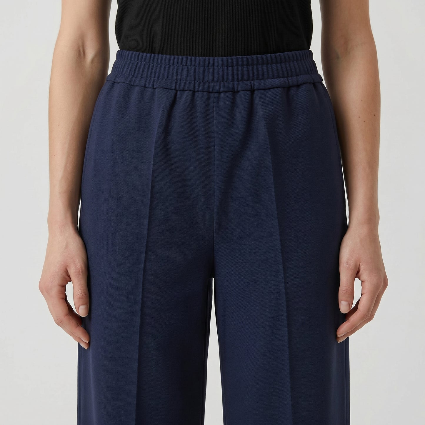Tailored Navy Wide-Leg Trousers