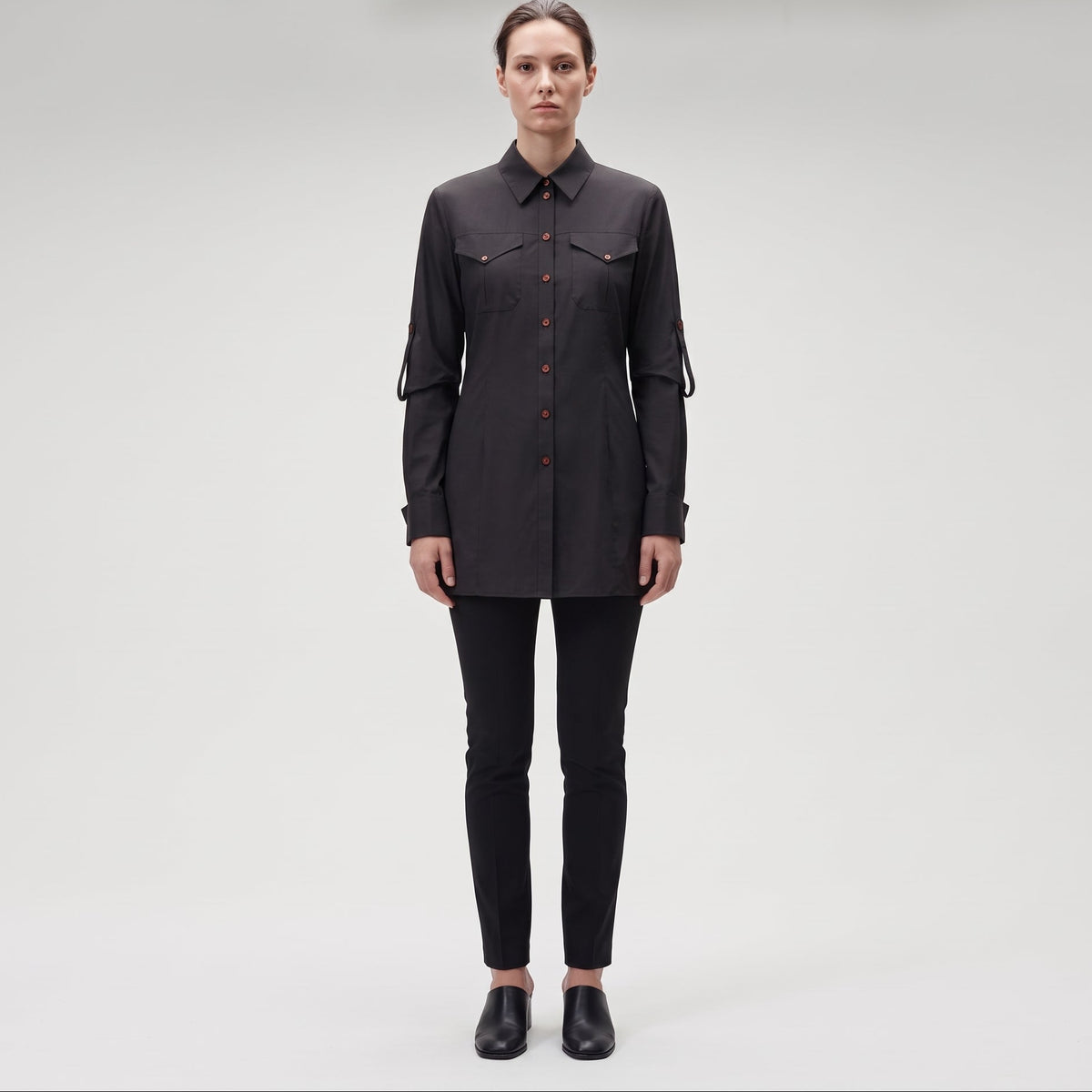 Ruched Button Down Shirt