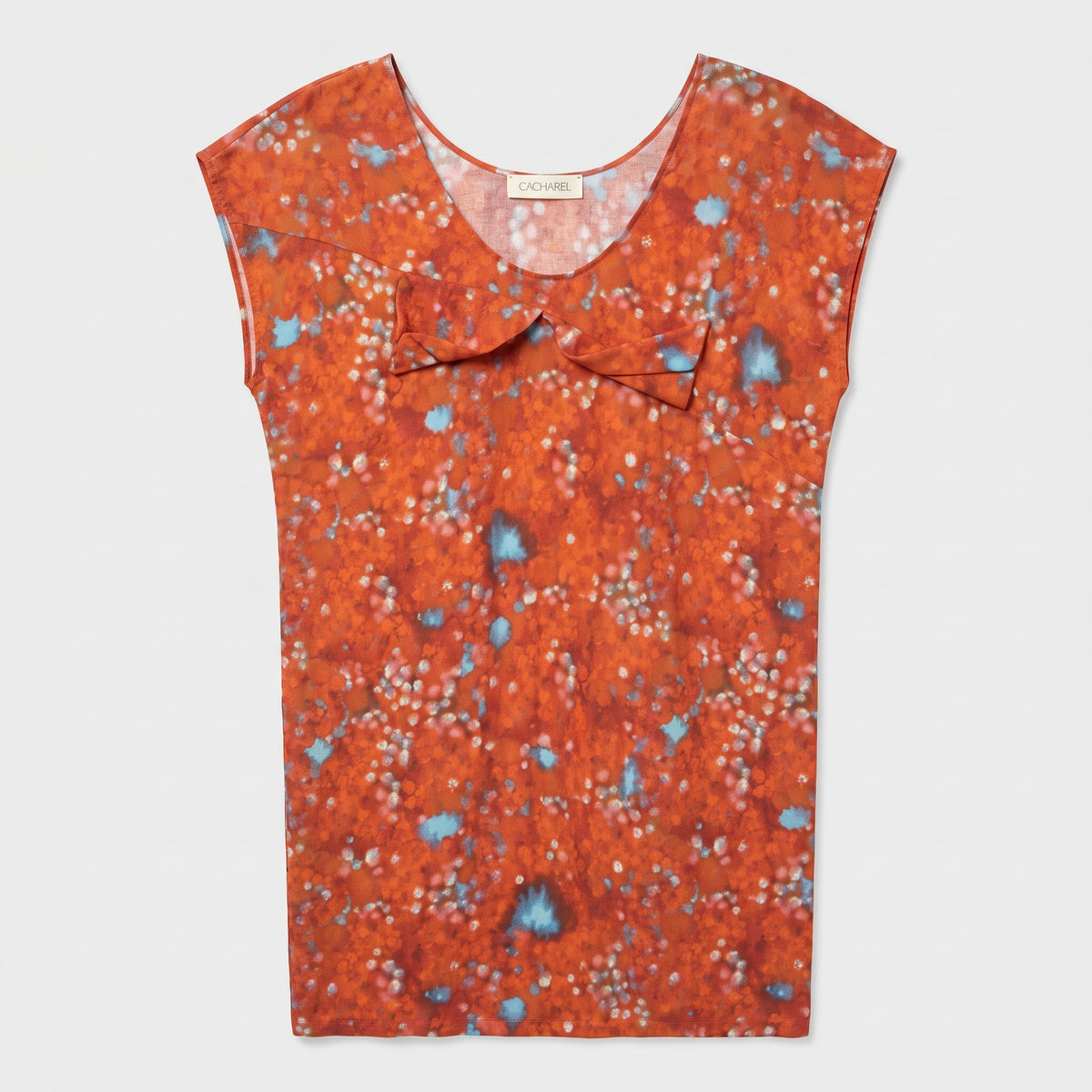 Abstract Print Bow Detail Top