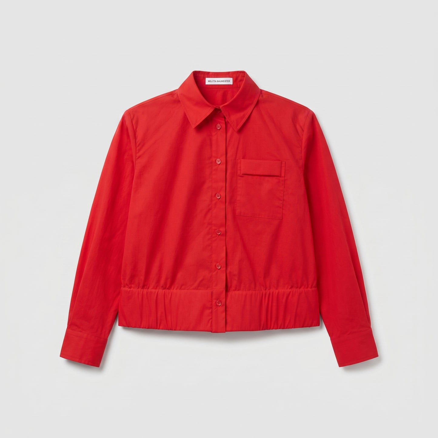 Vibrant Red Cropped Poplin Shirt