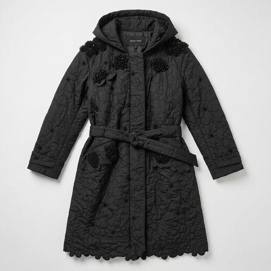 Embellished Quilted Hooded Coat