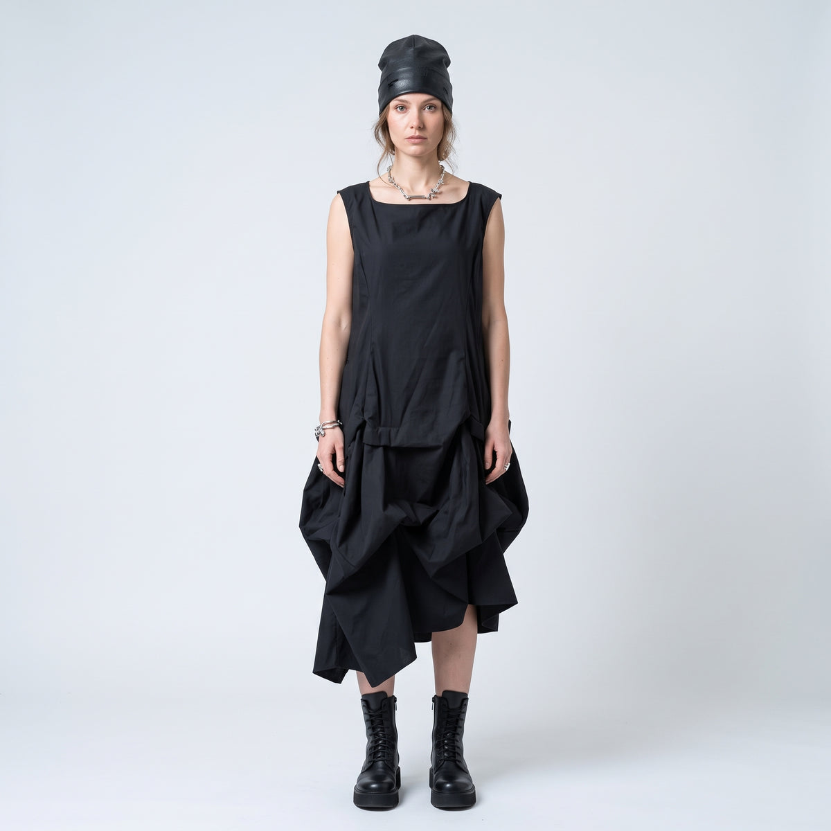 Architectural Draped Cotton Dress