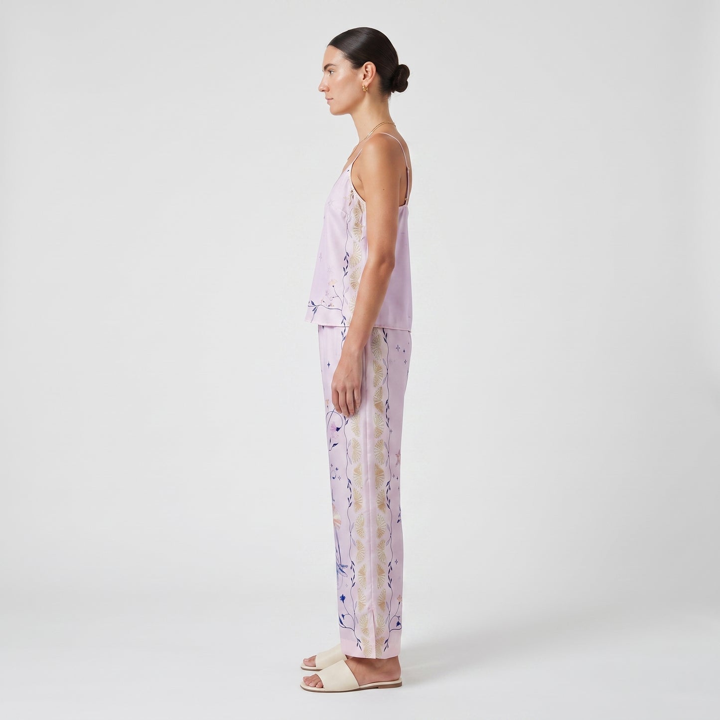 Celestial Print Silk Wide Trousers