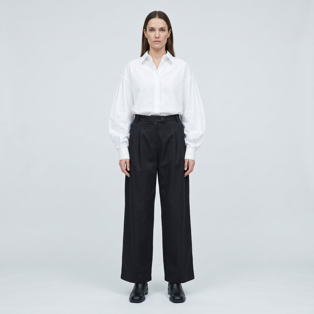 Tailored Black Pleated Trousers
