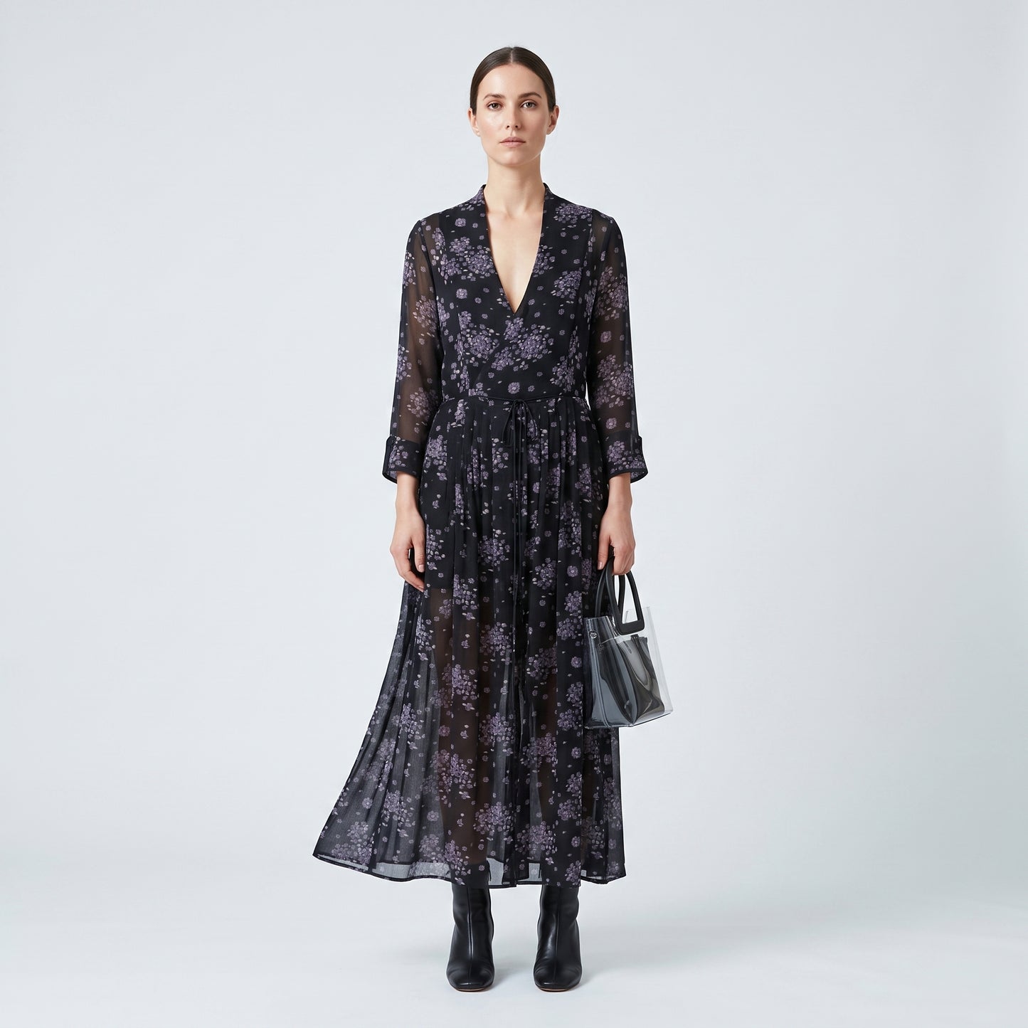 Floral Print Sheer Midi Dress