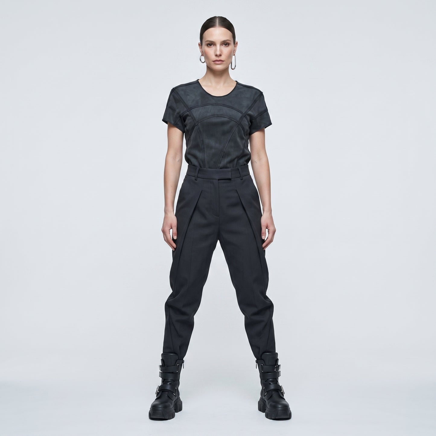 Architectural Paneled Suede Tee