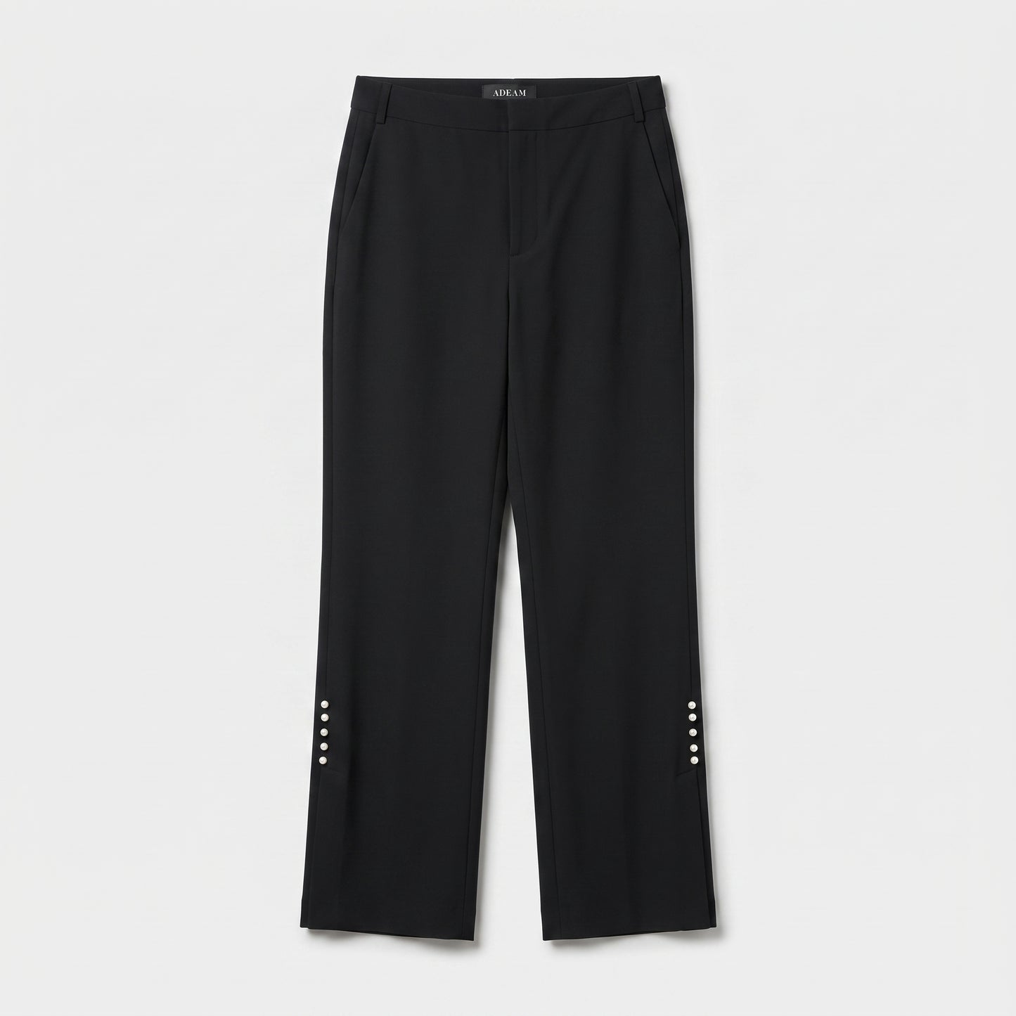 Tailored Button-Detail Black Trousers