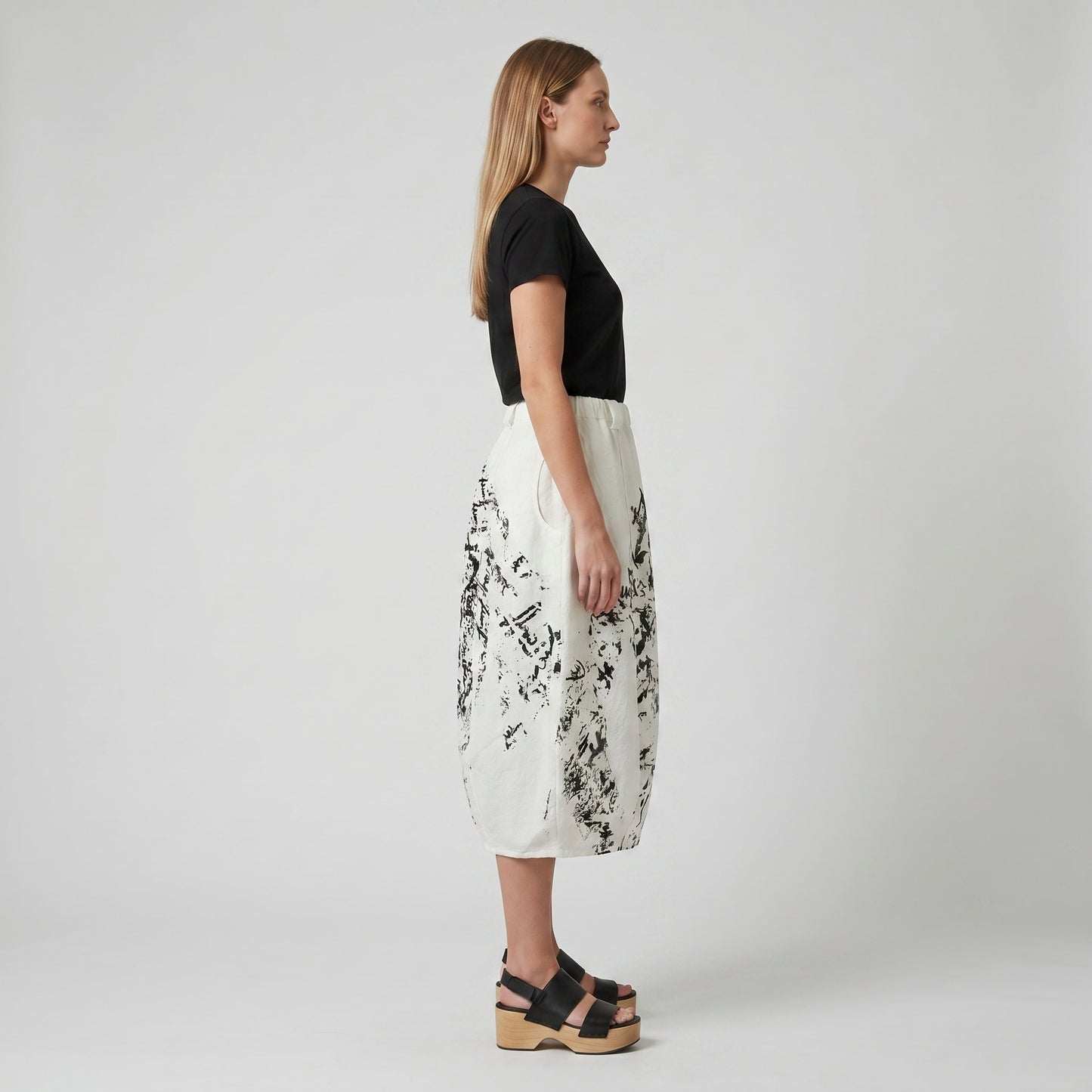 Abstract Print Balloon Skirt