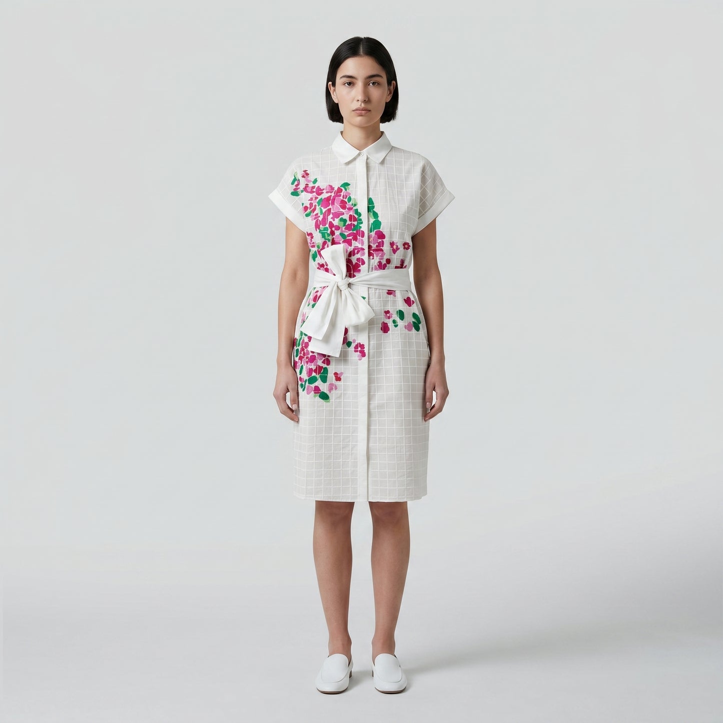 Floral Embroidered Shirt Dress