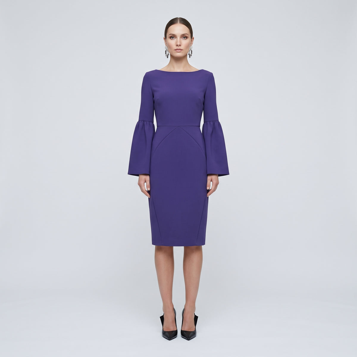 Elegant Bell-Sleeve Sheath Dress