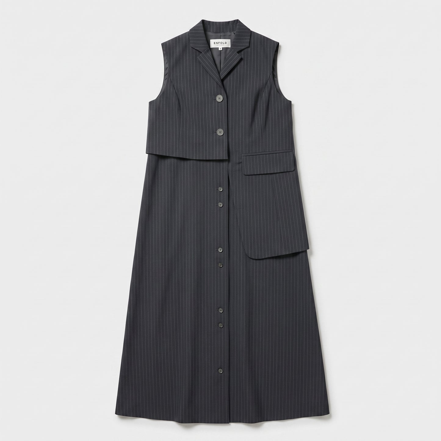 Tailored Pinstripe Sleeveless Coat