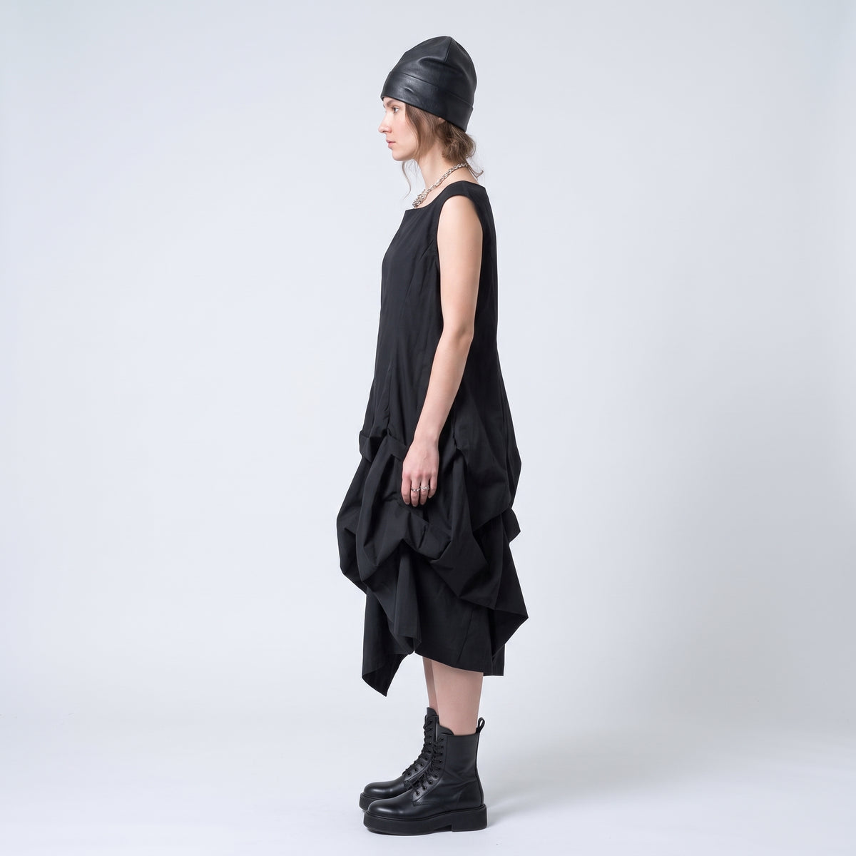Architectural Draped Cotton Dress