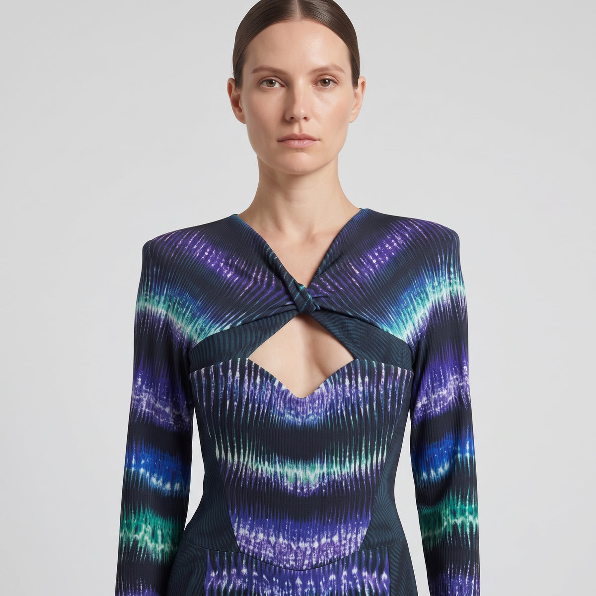 Abstract Print Cutout Midi Dress