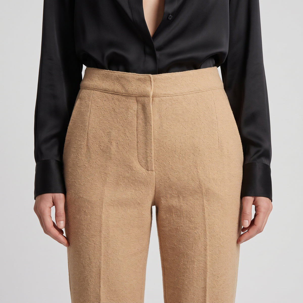 Tailored Beige Cropped Trousers