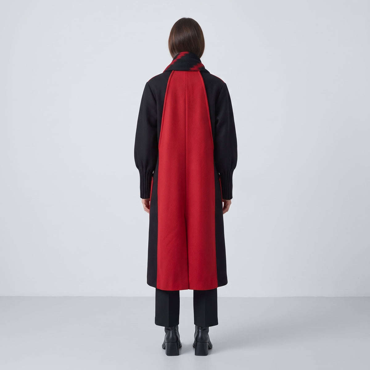 Colorblock Wool Shawl Coat