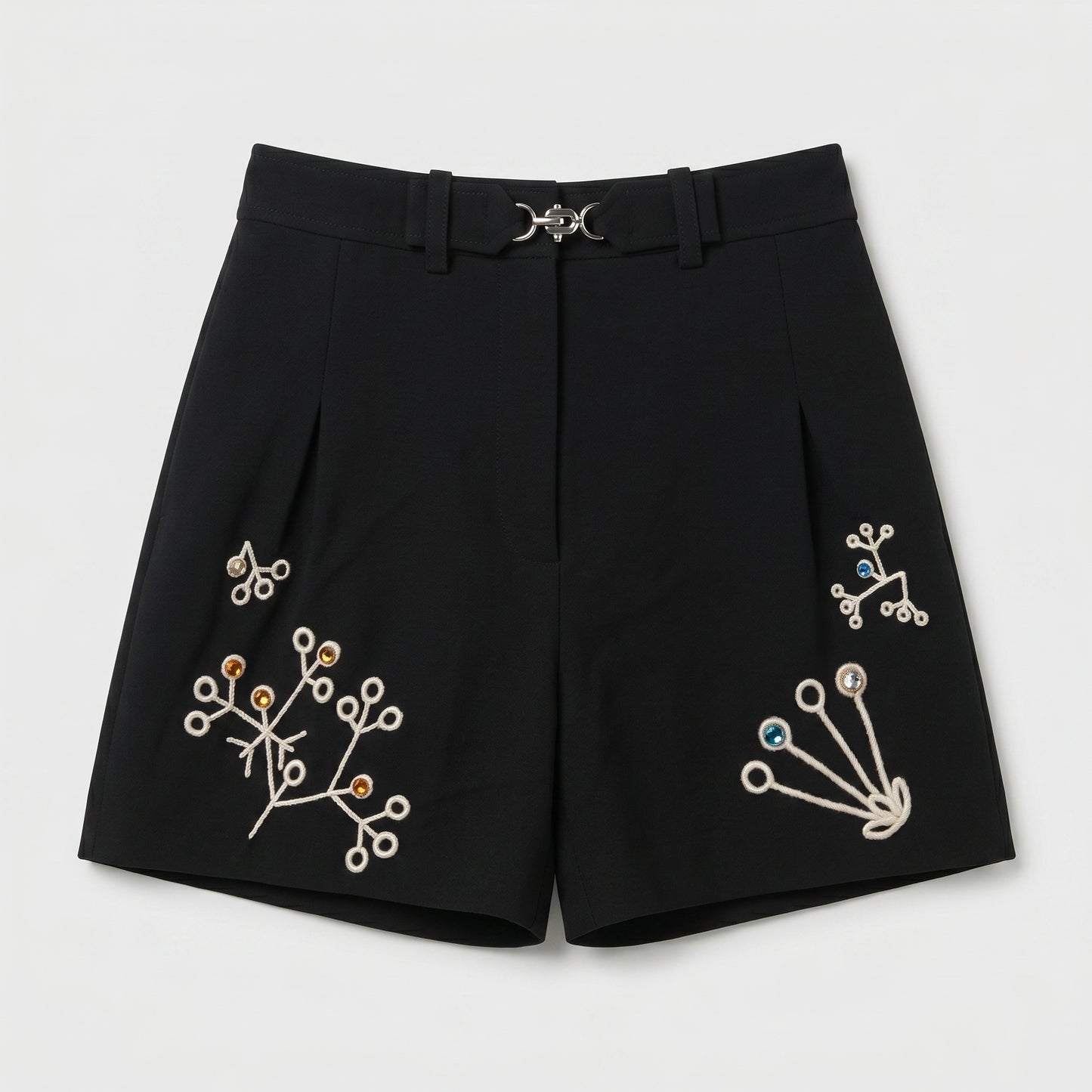 Embellished High-Waisted Tailored Shorts