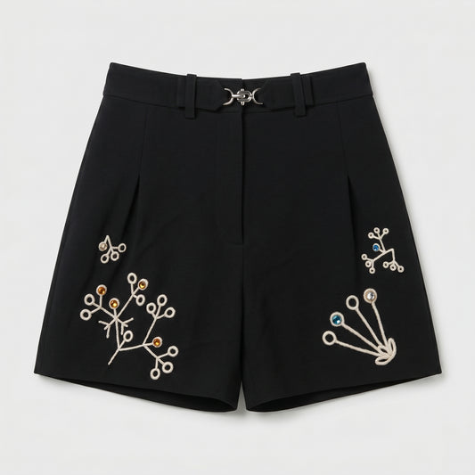 Embellished High-Waisted Tailored Shorts