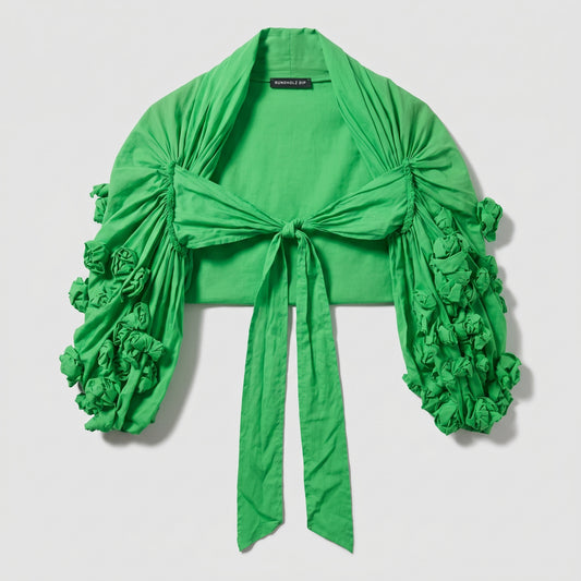 Embellished Tie-Front Cropped Shrug