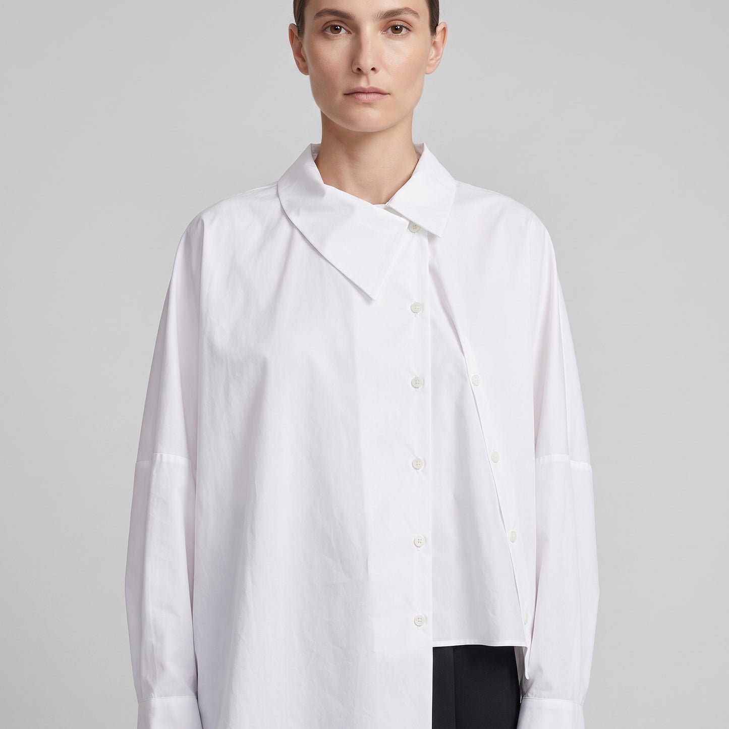 Asymmetric Cotton Poplin Shirt