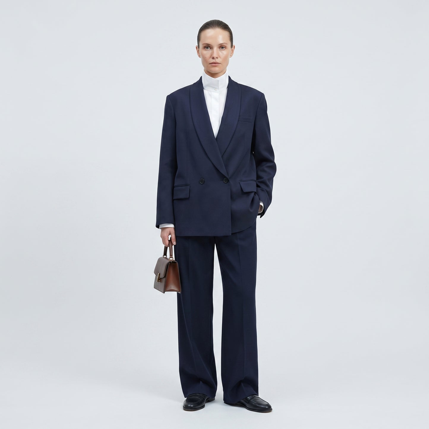 Tailored Double-Breasted Navy Blazer