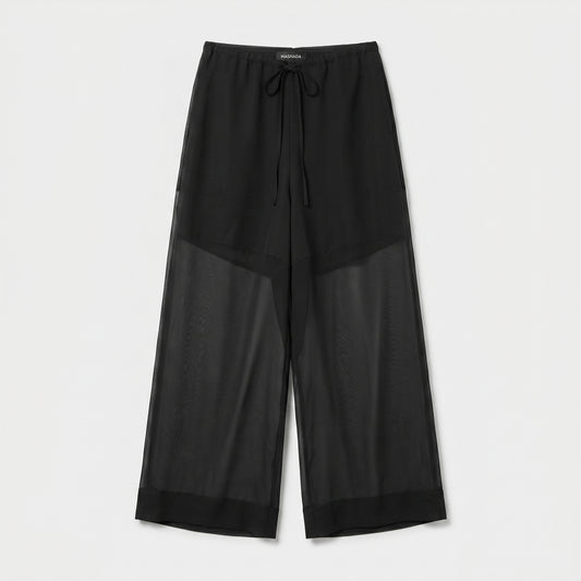 Sheer Wide Leg Drawstring Trousers