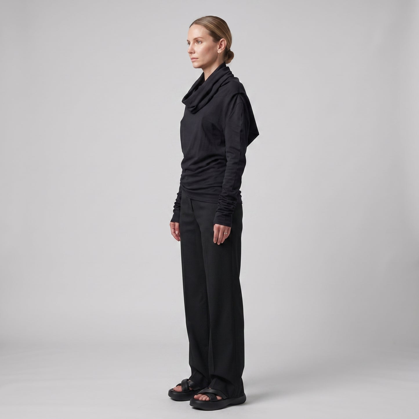 Draped Neck Long Sleeve Top