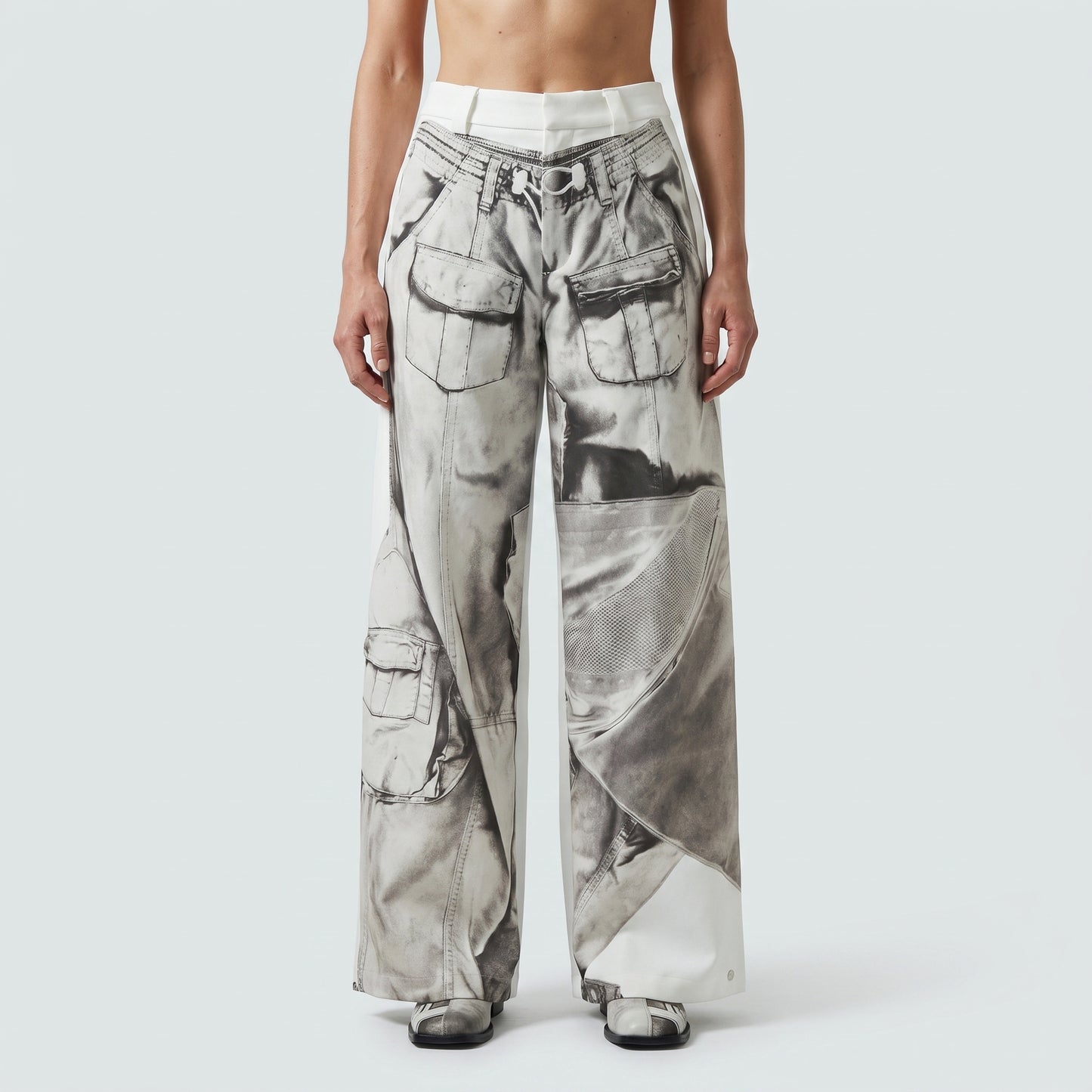 Trompe L'oeil Graphic Cargo Trousers