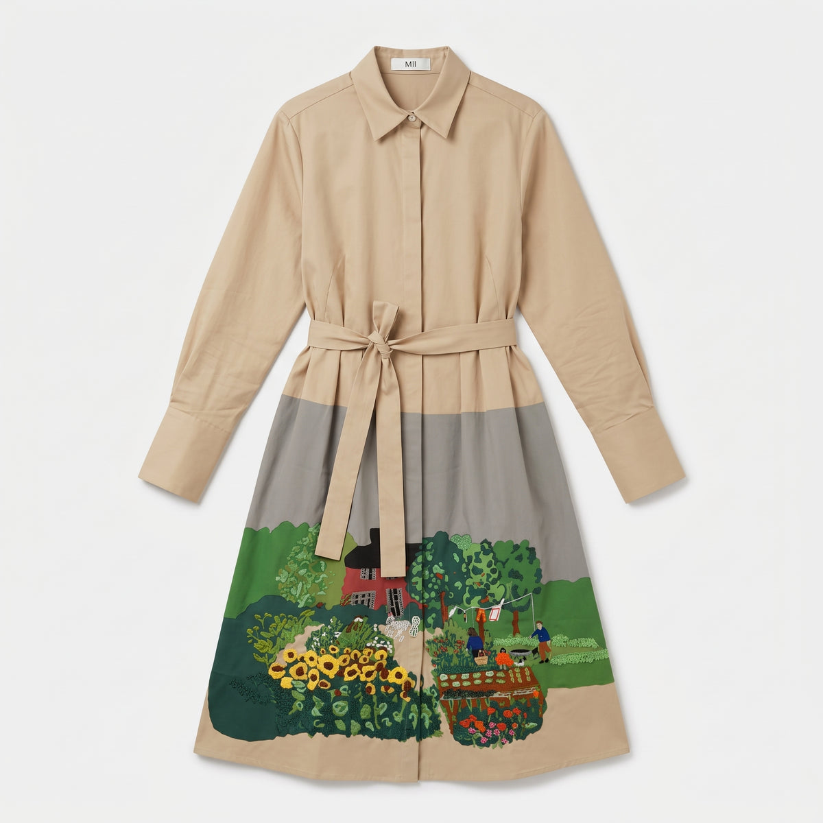 Illustrated Patchwork Shirt Dress