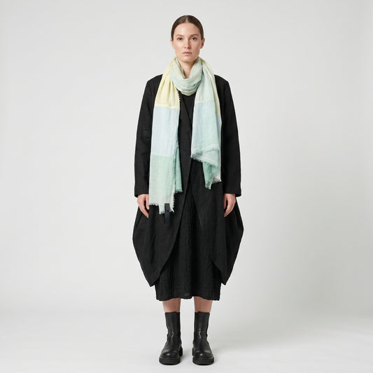Tri-Color Frayed Linen Scarf