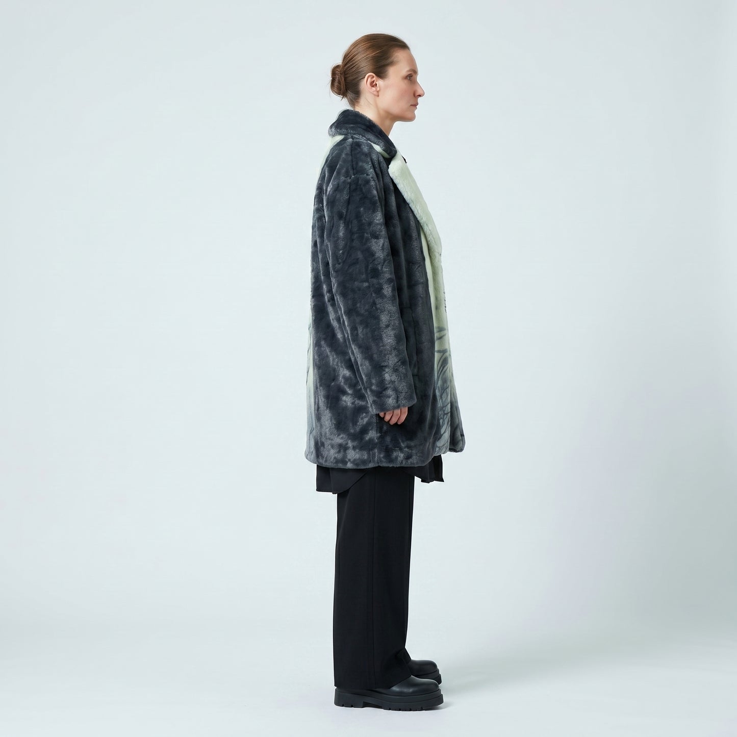 Two-Tone Faux Fur Coat