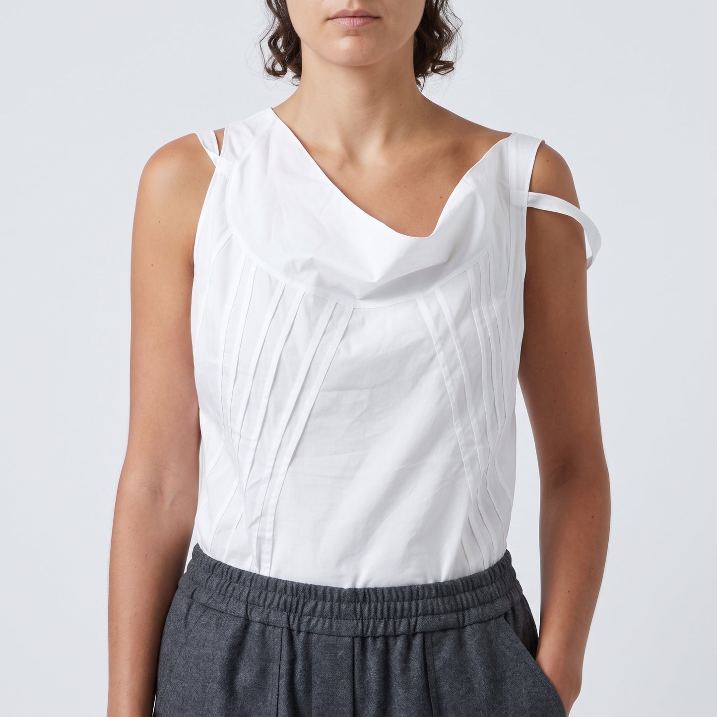 Architectural Cowl Neck Sleeveless Top