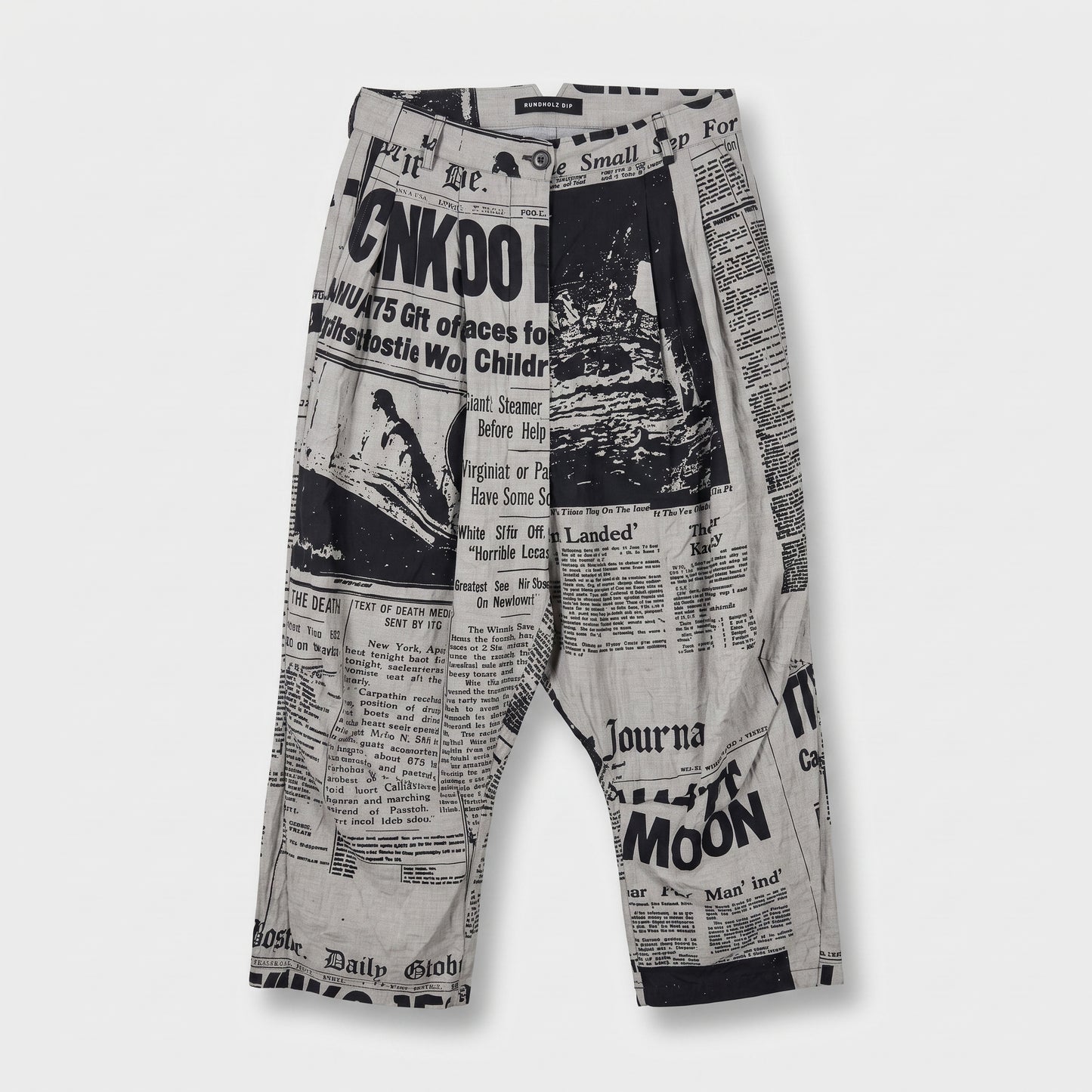 Newspaper Print Avant-Garde Trousers