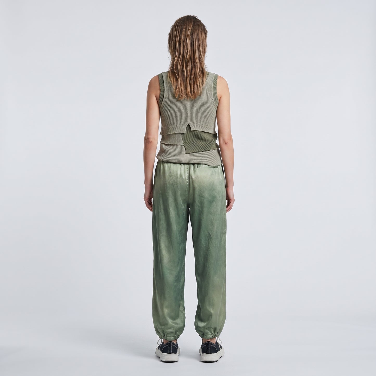 Distressed Olive Drawstring Trousers