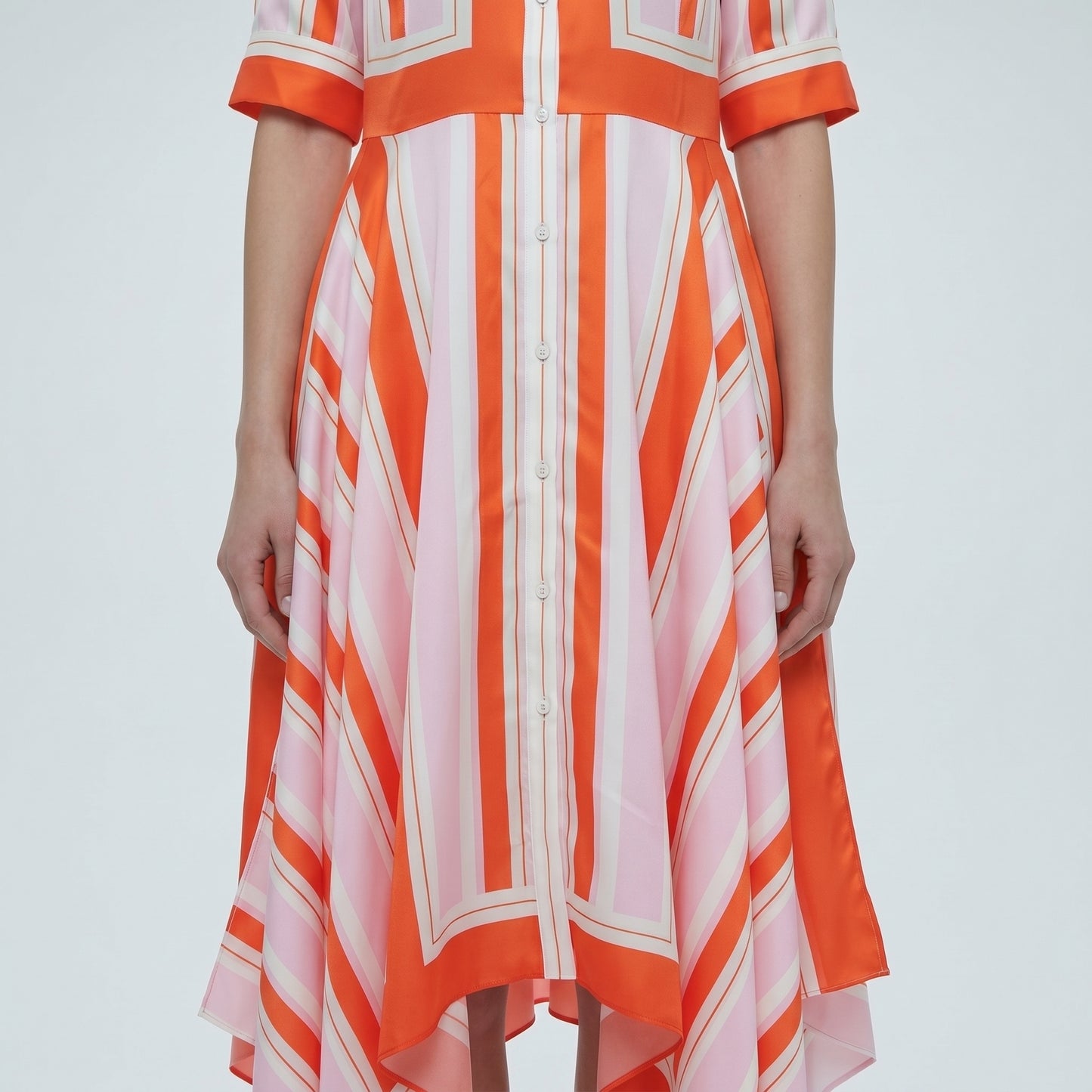 Striped Handkerchief Hem Shirt Dress
