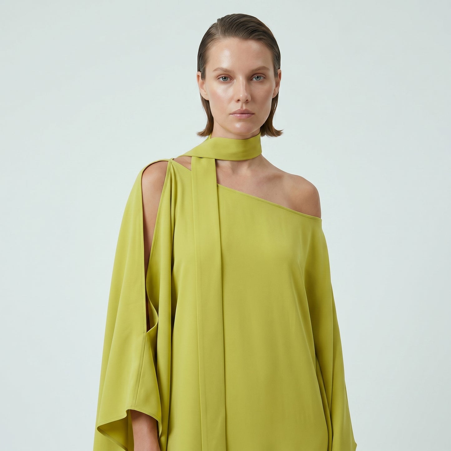 Asymmetric Crepe Kaftan Dress