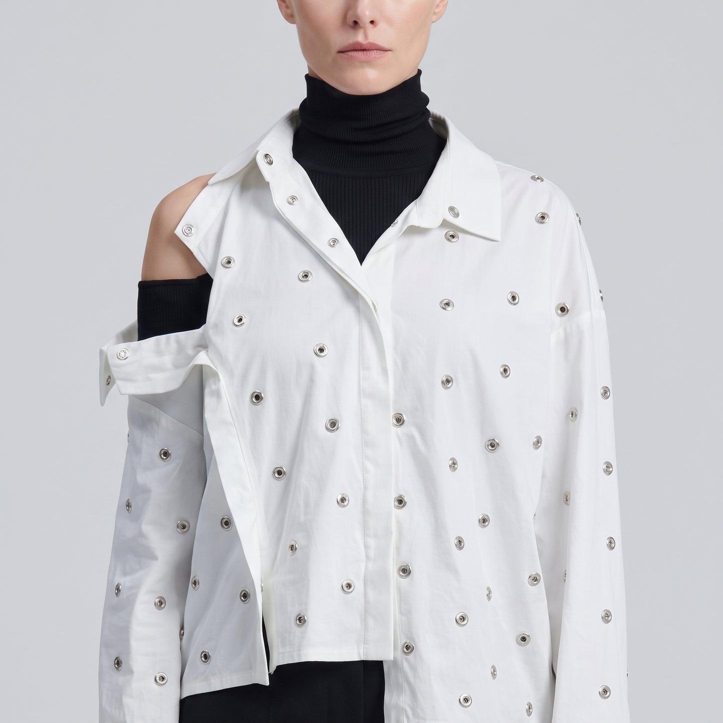 Embellished Asymmetric Cotton Shirt
