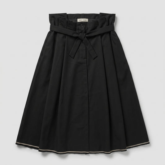 Black Paperbag Waist Midi Skirt