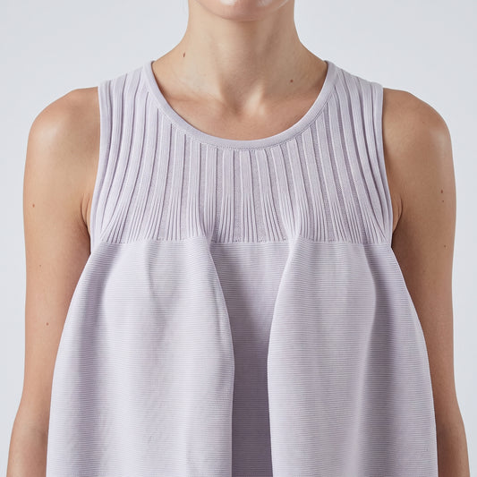 Pleated Ribbed Knit Dress