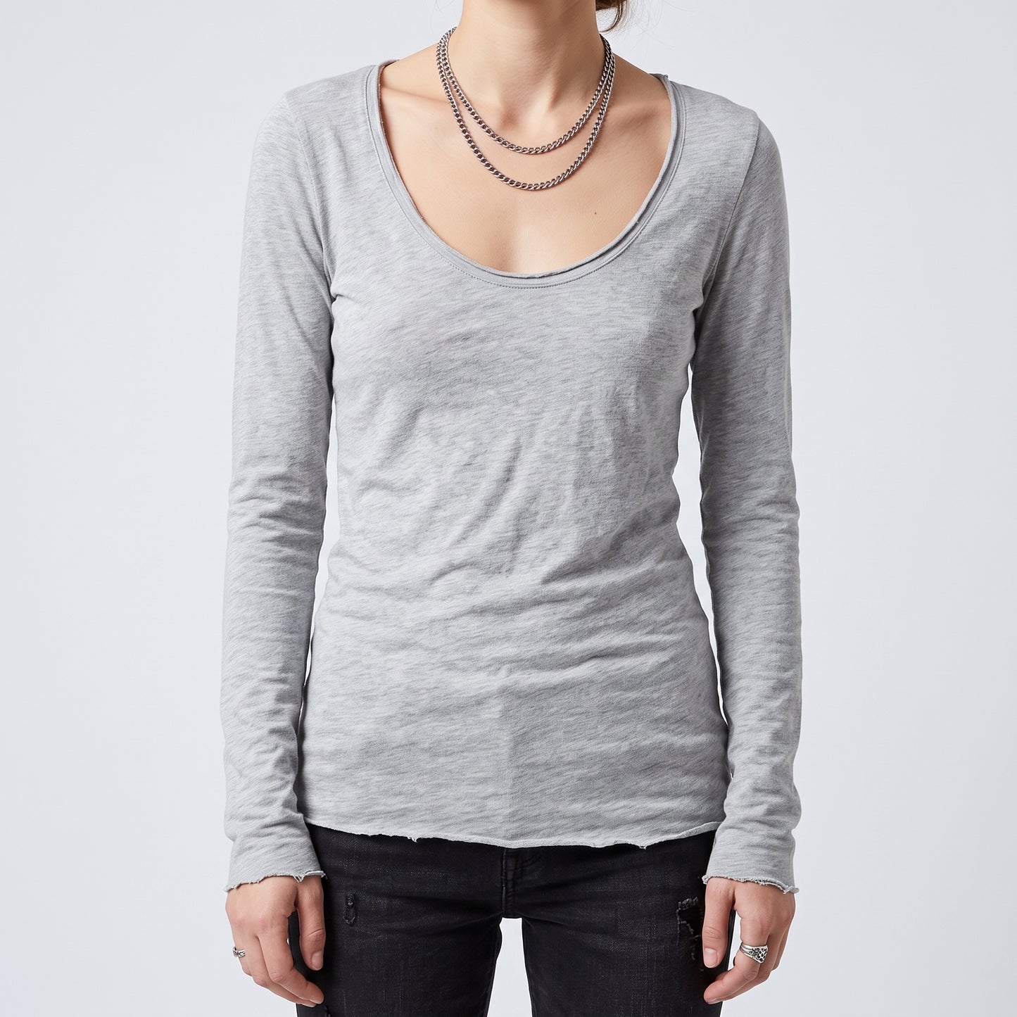 Essential Grey Scoop Neck Tee
