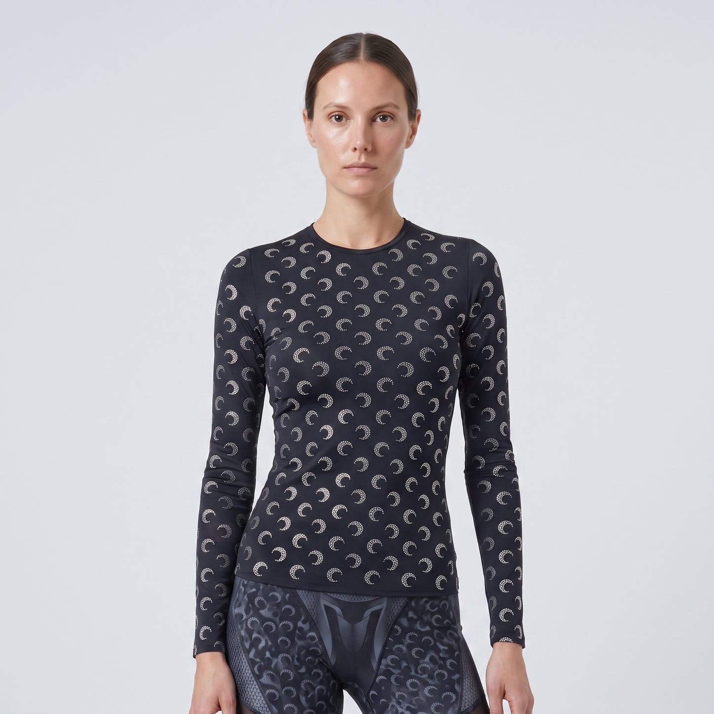 Crescent Moon Print Long-Sleeve