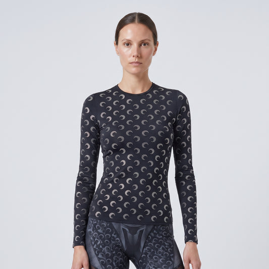 Crescent Moon Print Long-Sleeve