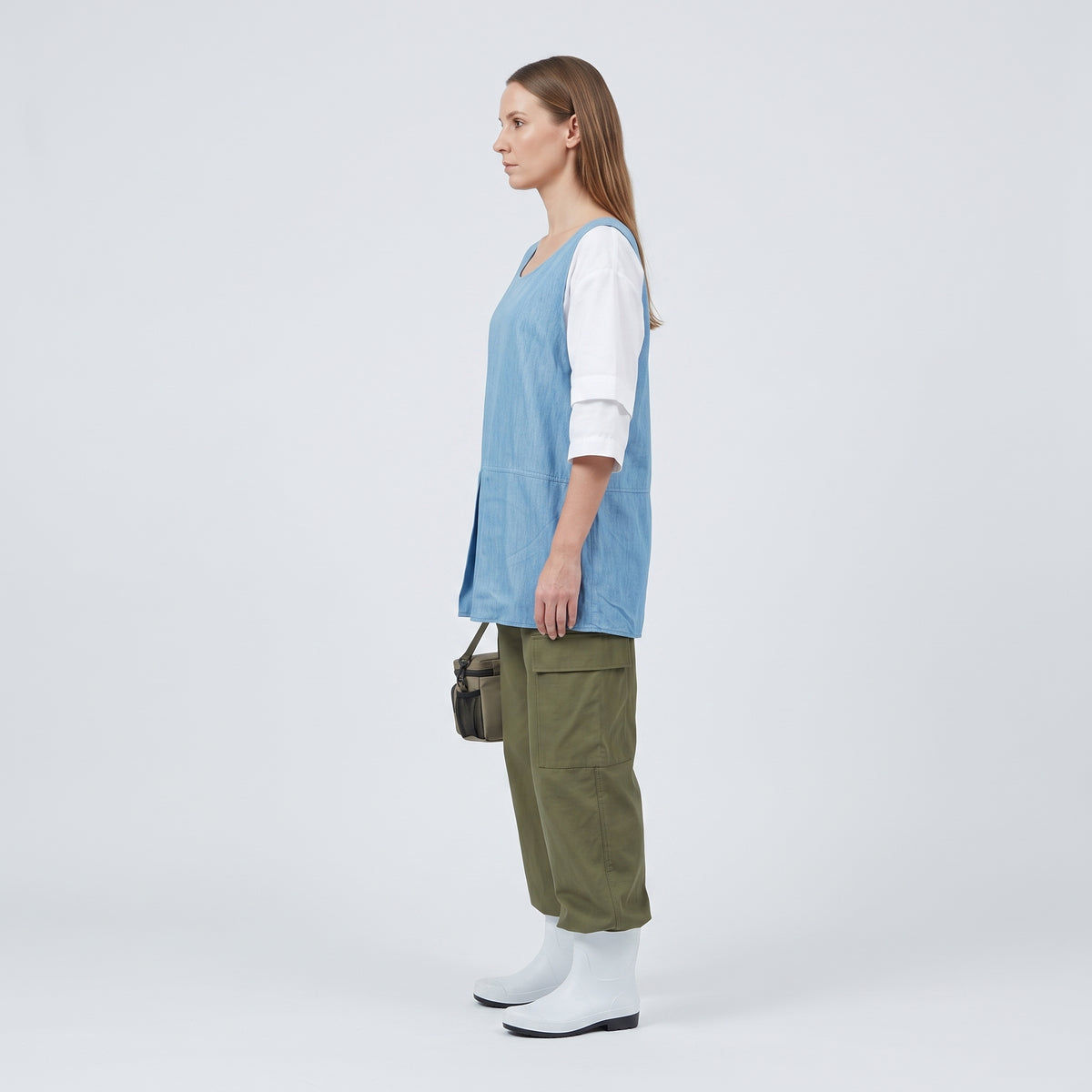 Chambray Pleated Sleeveless Top
