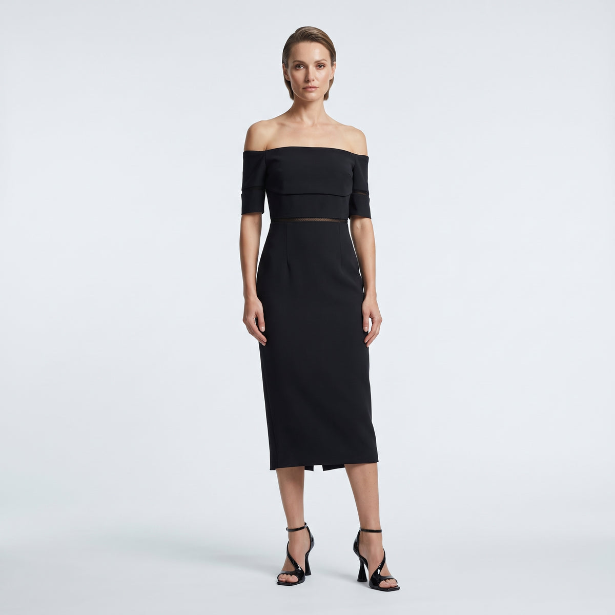 Off-Shoulder Black Pencil Dress