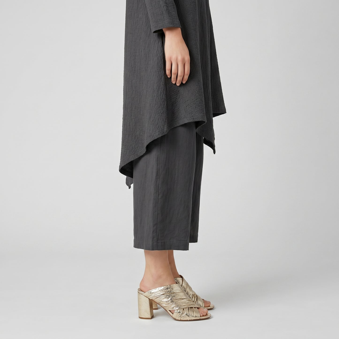 Metallic Crinkled Leather Mules
