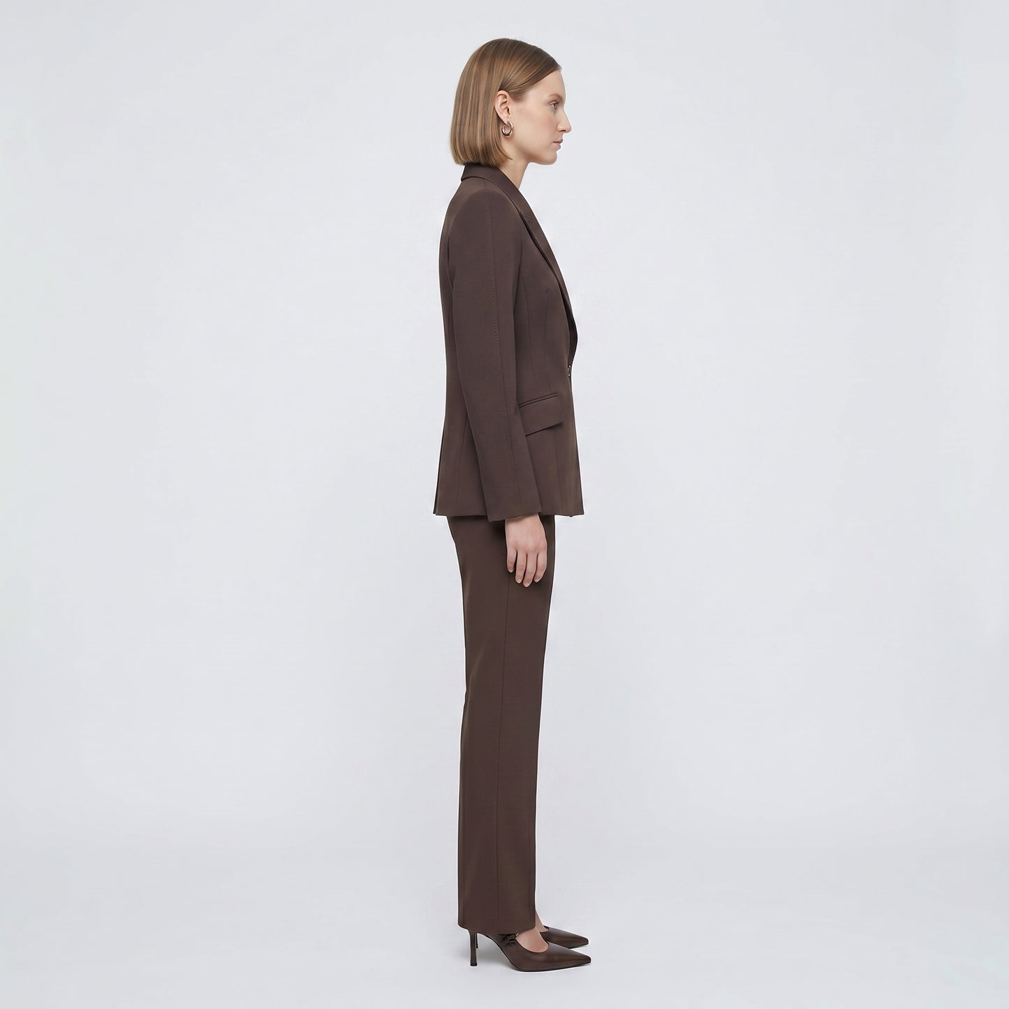Tailored Double-Breasted Brown Blazer