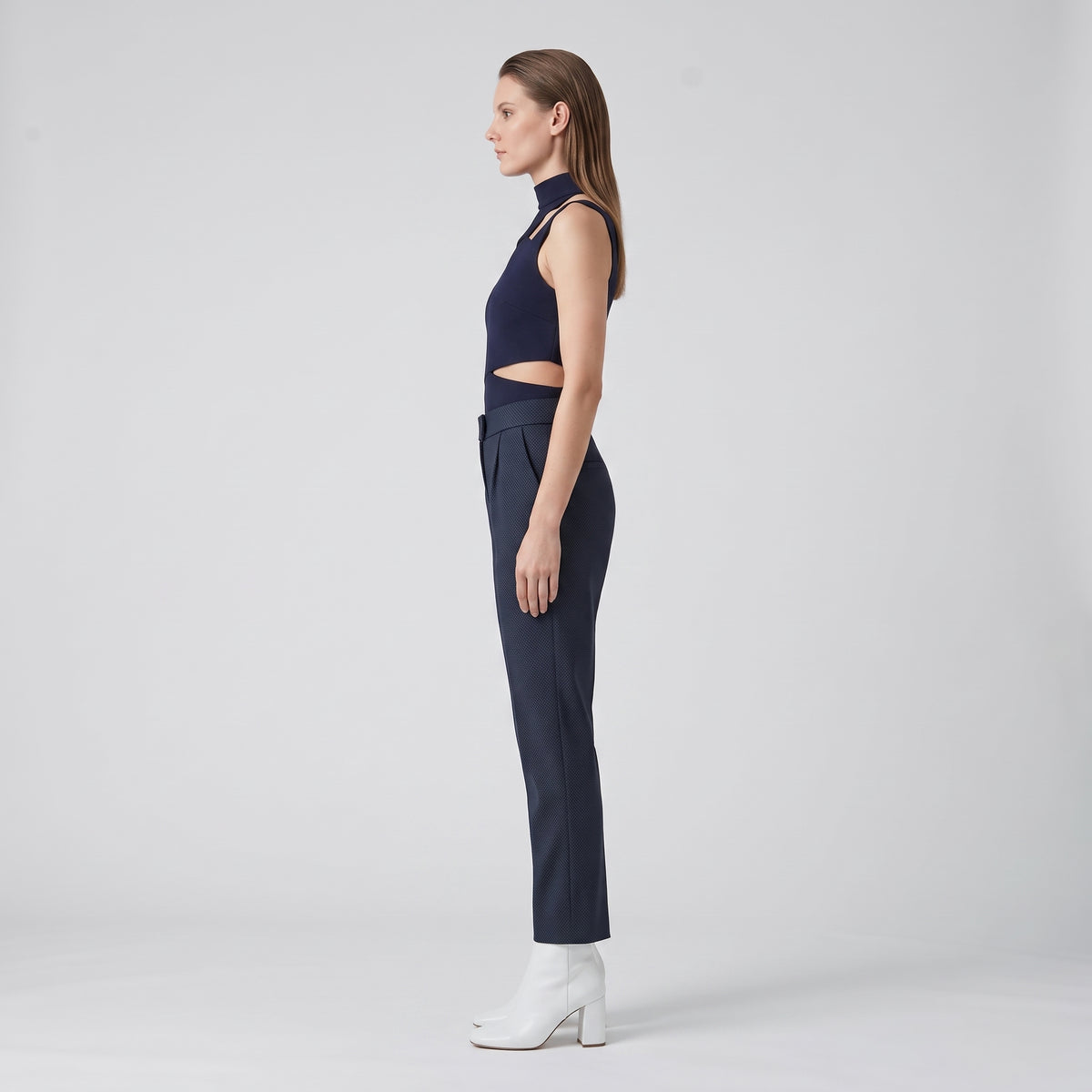 Tailored Navy Cropped Trousers
