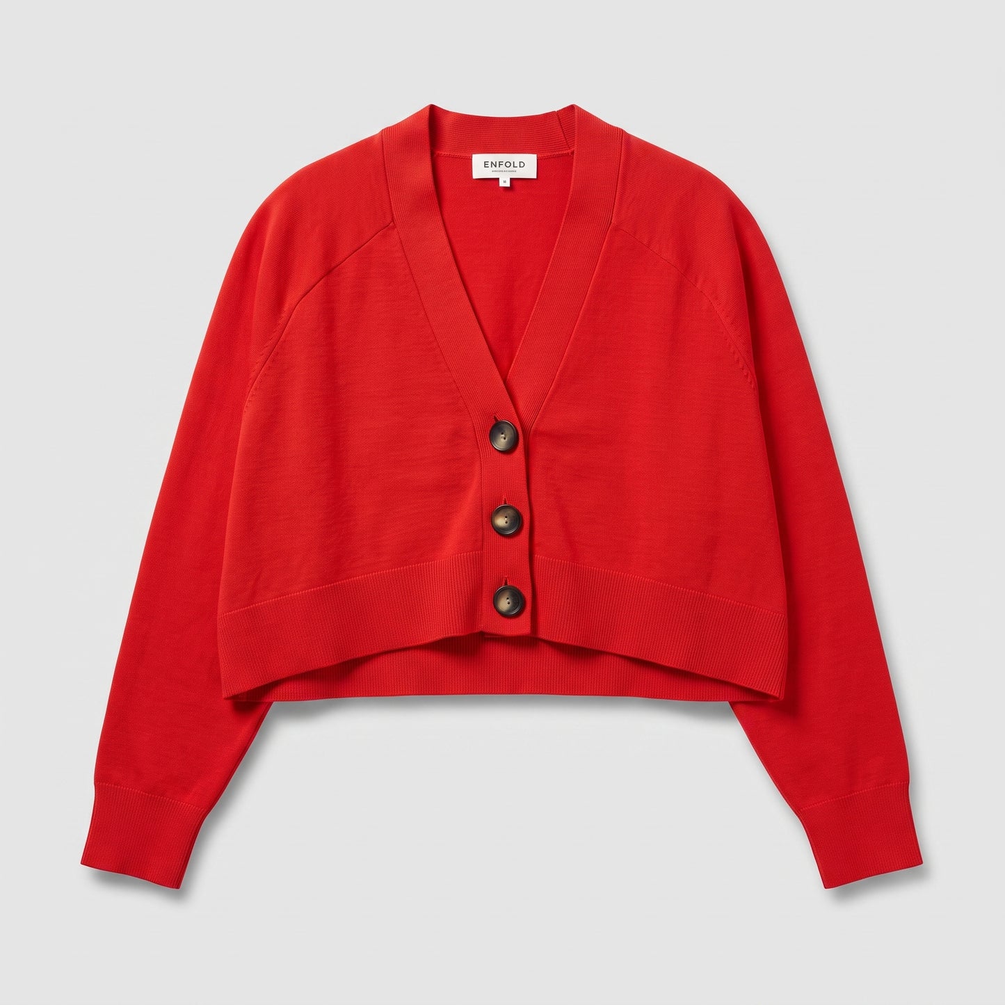 Cropped Button-Front Knit Cardigan